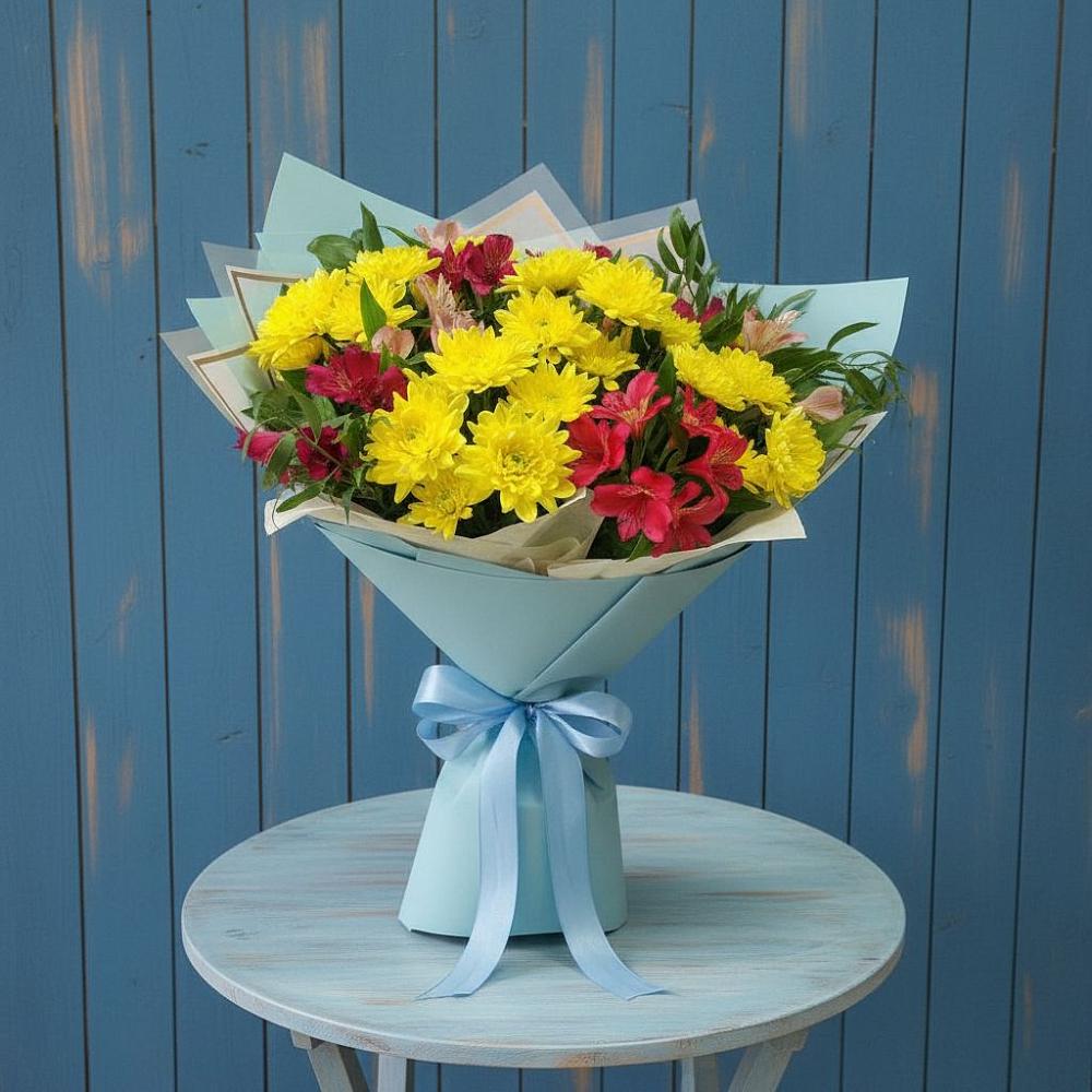 Букет цветов из: Альстромерии и Хризантемы в Эльбане
