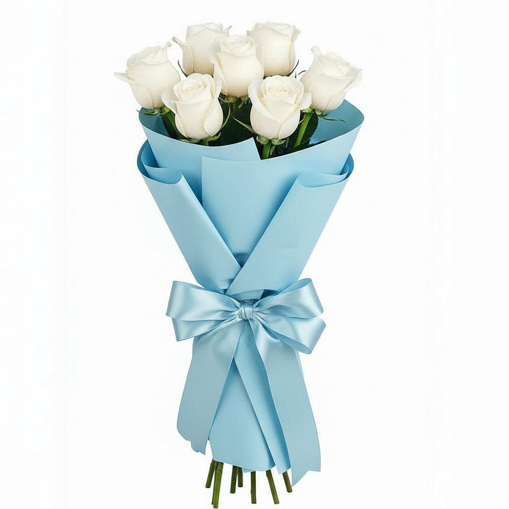 Букет 7 белых роз Проуд в Эльбане