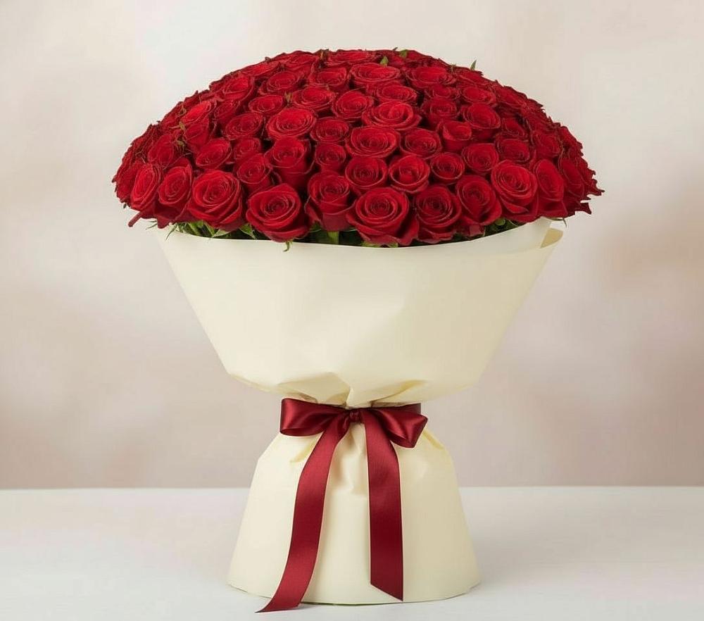 Букет 101 Красная роза Милано в Эльбане
