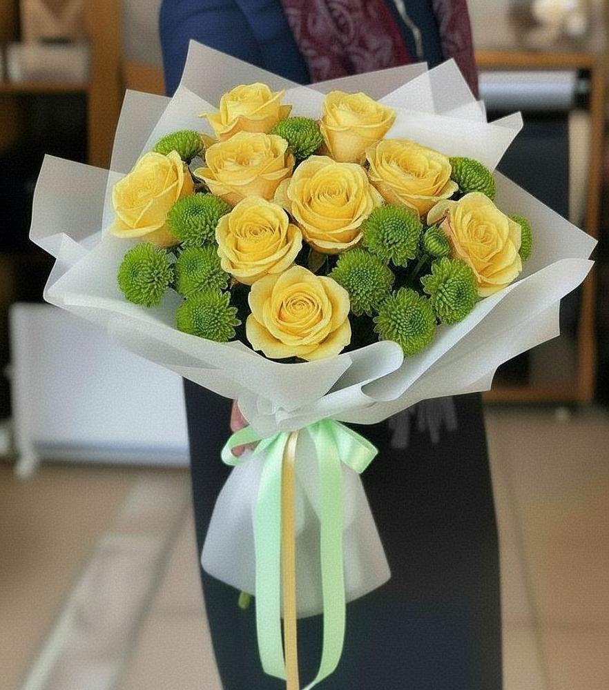 Букет цветов из: Хризантемы и Розы в Эльбане