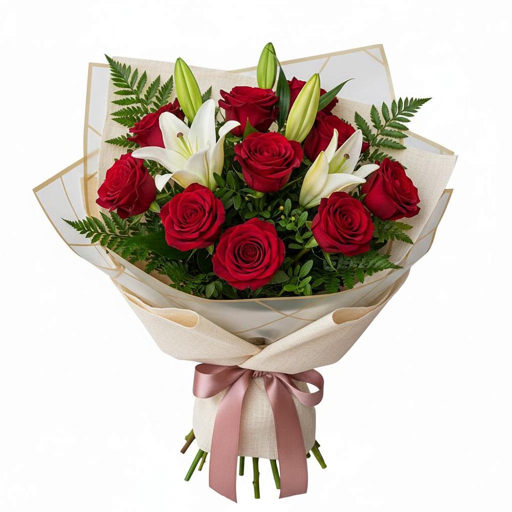 Букет цветов из: Лилии и Розы в Эльбане