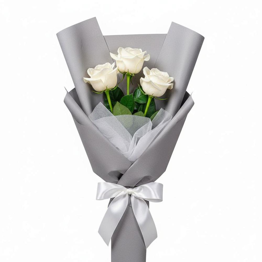 Букет 3 белые розы в Эльбане