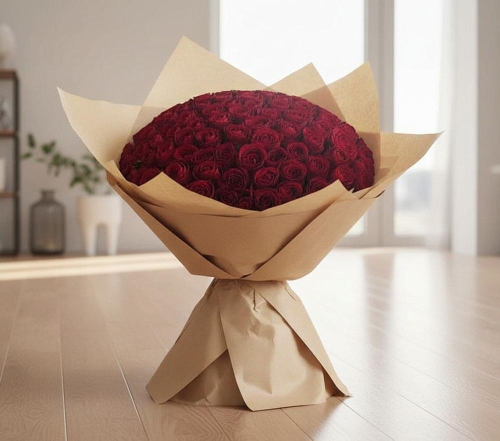 Букет 101 Красная роза в Эльбане